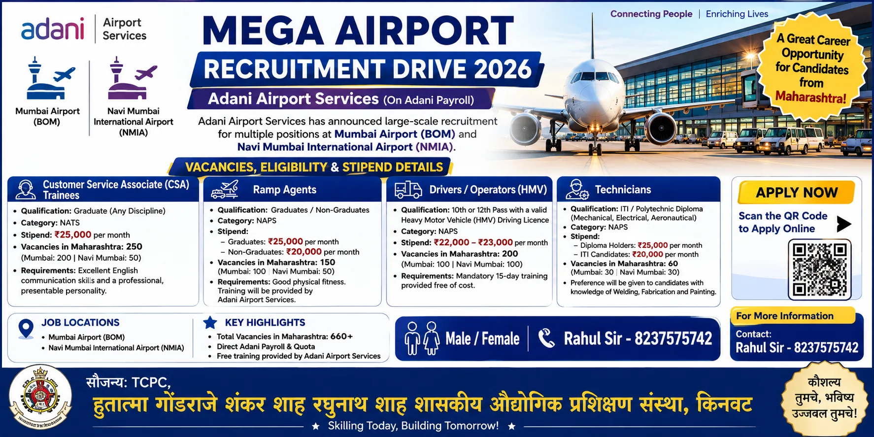 Adani Airport Services — Mega Airport Recruitment Drive 2026 — 660+ जागा — Mumbai & Navi Mumbai Airport